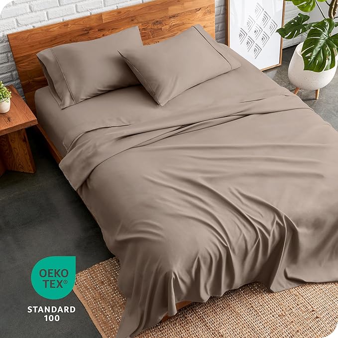 Bare Home Twin Sheet Set - 1800 Ultra-Soft Microfiber Bed Sheets - Double Brushed - Deep Pockets - Easy Fit - Extra Soft - 3 Piece Set - Bedding Sheets & Pillowcases (Twin, Taupe)