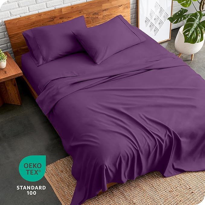 Bare Home Full Sheet Set - Luxury 1800 Ultra-Soft Microfiber Full Bed Sheets - Double Brushed - Deep Pockets - Easy Fit - 4 Piece Set - Bedding Sheets & Pillowcases (Full, Plum)