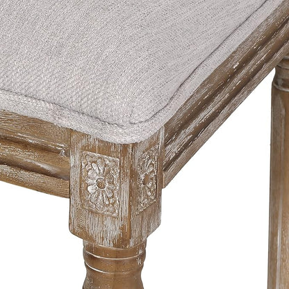 Christopher Knight Home Regina French Country Dining Chairs Set of 2, Wooden Dining Room Chair, High Back Kitchen Side Chair, Fabric Upholstered Armless Extra Seat, Light Gray and Natural