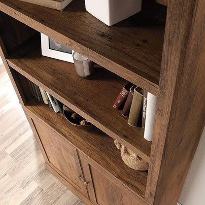 Sauder Select Book Shelf, Bookshelf with Storage, Library Bookcase with Doors and Adjustable Shelves, in Vintage Oak