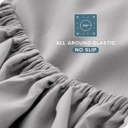 Bare Home Full Sheet Set - Luxury 1800 Ultra-Soft Microfiber Full Bed Sheets - Double Brushed - Deep Pockets - Easy Fit - 4 Piece Set - Bedding Sheets & Pillowcases (Full, Light Grey)