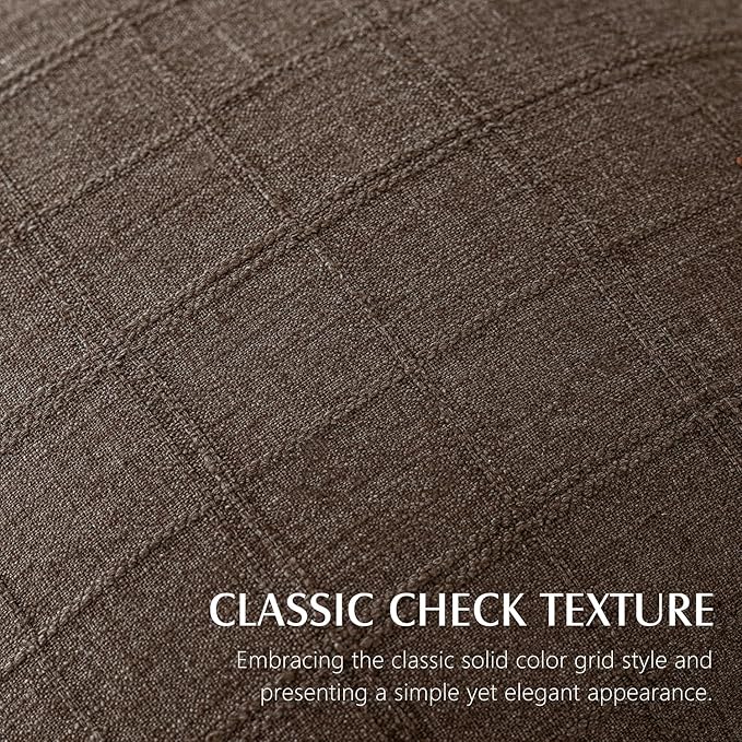 Foindtower Set of 2 Decorative Linen Check Throw Pillow Covers Neutral Farmhouse Vintage Cushion Covers Modern Boho Home Decor for Sofa Chair Couch Bedroom Living Room Outdoor,24×24 Inch,Dark Brown