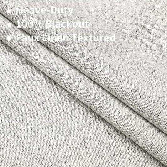 Joydeco 100% Total Blackout Curtains Custom Size for Bedroom Living Room Darkening Long Textured Drapes Thermal Insulated Back & Tab Rod Pocket 1 Panel(Light Beige,Custom Size)