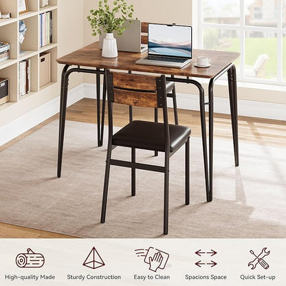 Dining Table for 4, Small Table and Chairs Set of 4, Square Dinette Set for 4, 5 Piece Kitchen & Dining Room Sets for Small Space (Vintage, Table with 4 Upholstered Chairs)