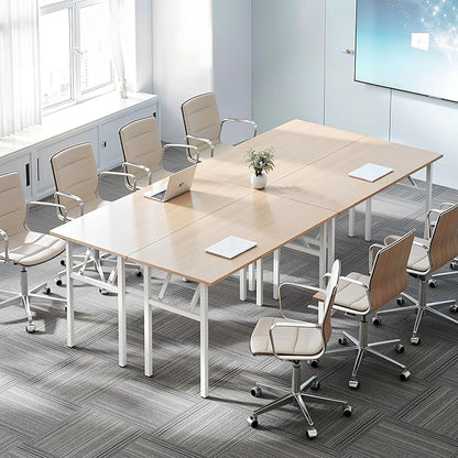 Need Office Computer Desk - 47.2L Sturdy and Heavy Duty Folding Laptop Table,Writing Table/Home Office Desk/Sewing Table,No Assembly Required,Pink Oak&White AC5AW (120 * 60)