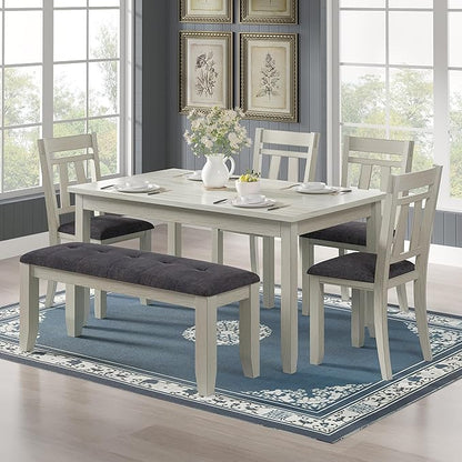 Solid Wood Dining Table, Part of Dining Table Set- Mix and Match Table, Chair, and Bench Sold Separately for Dining Room, Kitchen, Grey
