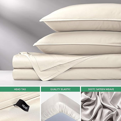 Short Queen Sheets by Pure Bamboo for RV Camper (60"x75") - Genuine 100% Organic Viscose Derived from Bamboo Bed Sheet Set, Soft & Cooling, Lifetime Quality Promise (Short Queen, Ivory)