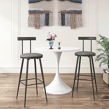 Bar Stools, Set of 2 High Kitchen Barstools, Bar Chairs with Backrest and Footrest, Industrial Counter Stools with PU Soft seat, for Kitchen, Living Room, Pub, Grey BS-013GR