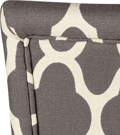 HomePop Parsons Classic Upholstered Accent Dining Chair, Set of 2, Grey and Cream Geometric
