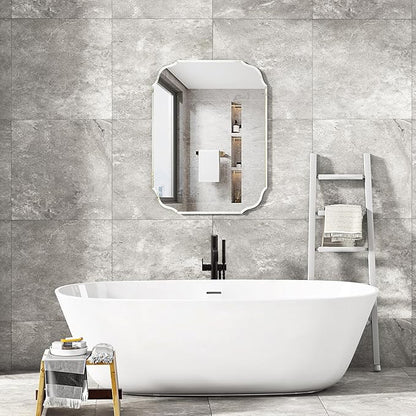 KOHROS Silver Bathroom Mirror 18" x 24" Frameless Rectangle Beveled Edge Bathroom Vanity Mirror for Over Sink, Wall Mirror for Small Bathroom Vanity Bedroom Hanging Horizontally or Vertically