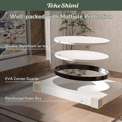 TokeShimi Gold Oval Wall Bathroom Mirror 22x30 Inch with Non-Rusting Aluminum Alloy Brushed Matte Framed Bathroom Mirror for Wall Vanity Farmhouse Modern Minimalist Home Decor or Horizontal