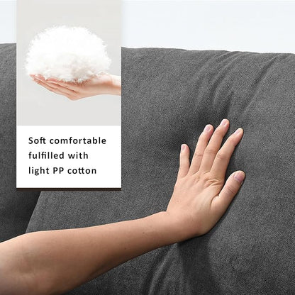 100" Modern Sectional Sofa with Convertible Ottoman,L-Shaped Couch Set W/ 2 Free Pillows,4-seat Polyester Fabric Indoor Luxury Furniture for Living Room, Apartment,Office,Dawn Grey
