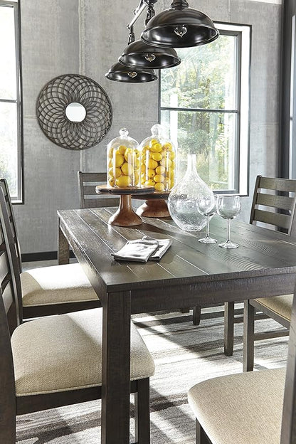 Signature Design by Ashley Rokane 20" Dining Room Table Set with 6 Upholstered Chairs, Brown