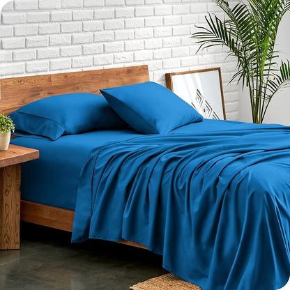Bare Home Twin XL Sheet Set - College Dorm Size - Luxury 1800 Ultra-Soft Microfiber Twin Extra Long Bed Sheets - Deep Pockets - Easy Fit - Extra Soft - 3 Piece Set - Bed Sheets (Twin XL, Medium Blue)