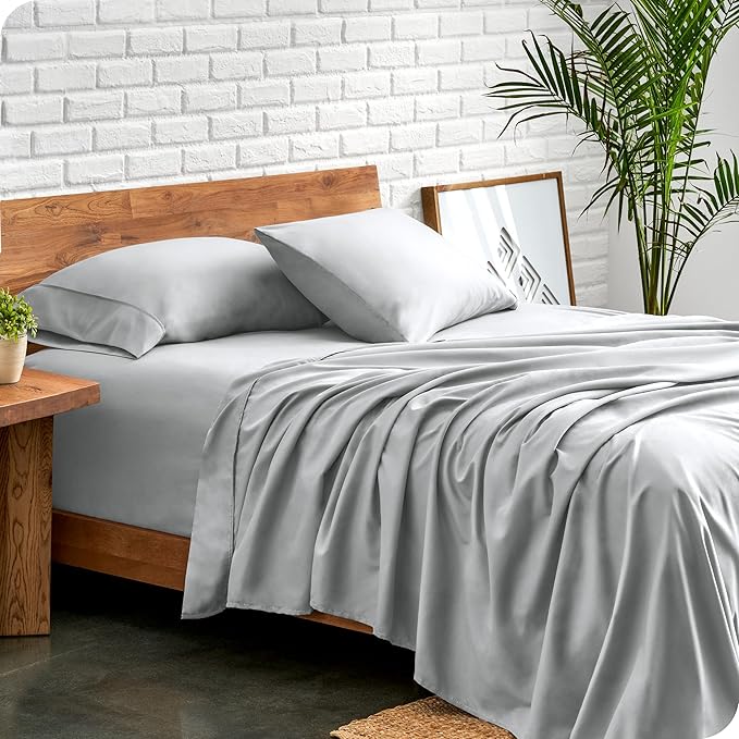 Bare Home Twin Sheet Set - 1800 Ultra-Soft Microfiber Twin Bed Sheets - Double Brushed - Deep Pockets - Easy Fit - 3 Piece Set - Bed Sheets (Twin, French Grey)
