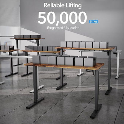 Electric Standing Desk Adjustable Height, 48x24 Inches Sit Stand up Desktop for Home Office, Ergonomic Rising Computer Table with Memory Preset, Rustic Brown