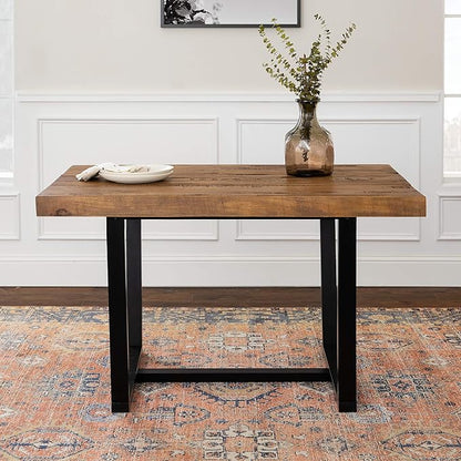 Walker Edison Durango Distressed Solid Wood Dining Table, 52 Inch, Rustic Oak