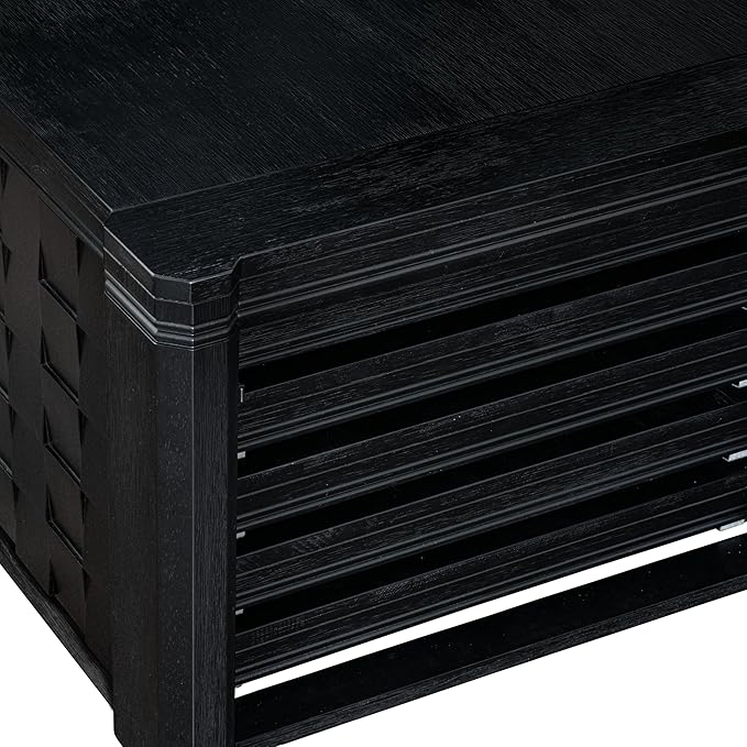X02VE-2C6-50 - 6-pc Dining Table Set a Kitchen Table with a coffee Table and 2 wooden Benches and 2 Dark Gotham Grey Linen Fabric Chairs, 39x120 Inch, Wire Brushed Black