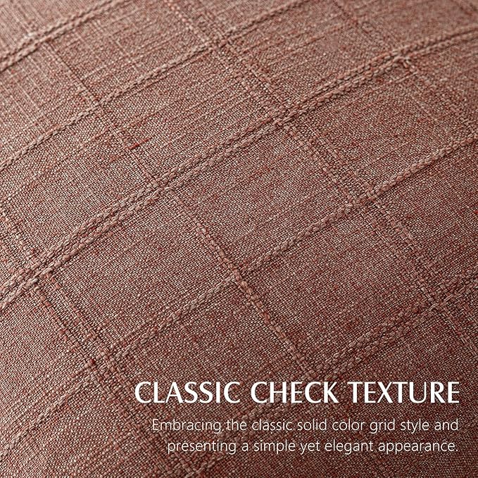 Foindtower Set of 2 Decorative Linen Check Throw Pillow Covers Neutral Farmhouse Vintage Cushion Covers Modern Boho Home Decor for Sofa Chair Couch Bedroom Living Room Outdoor,26×26 Inch,Autumnal Red