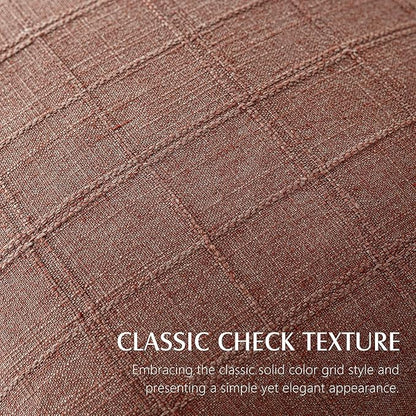 Foindtower Set of 2 Decorative Linen Check Throw Pillow Covers Neutral Farmhouse Vintage Cushion Covers Modern Boho Home Decor for Sofa Chair Couch Bedroom Living Room Outdoor,26×26 Inch,Autumnal Red