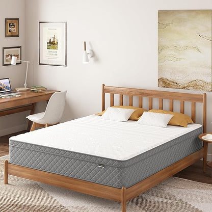 Queen Mattress, 12 Inch Cooling-Gel Memory Foam and Pocket Spring Hybrid Mattress, Queen Bed Mattressess in a Box, CertiPUR-US Certified, Medium Firm