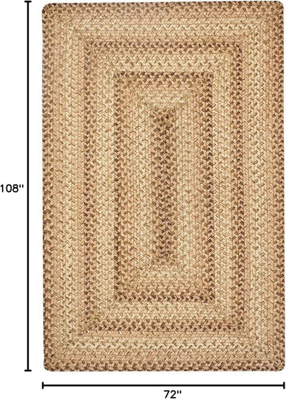Cookie Dough Braided Area Rug 6x9' - Rustic Farmhouse Rugs for Living Room, Dining Room and Bedroom
