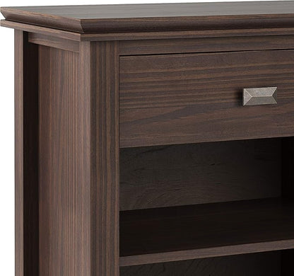 SIMPLIHOME Artisan SOLID WOOD 24 inch Wide Transitional Bedside Nightstand Table in Warm Walnut Brown for the Living Room and Bedroom