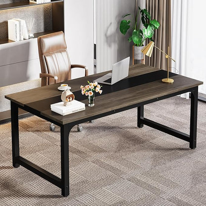 LITTLE TREE 63 Inch Large Executive Office Desk, Simple Computer Workstation with 31.5 inch Extra Wide Desktop for Home Office
