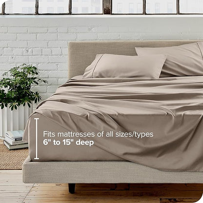 Bare Home Queen Sheet Set - Luxury 1800 Ultra-Soft Microfiber Bed Sheets - Double Brushed - Deep Pockets - Easy Fit - 4 Piece Set - Bedding Sheets & Pillowcases (Queen, Khaki)