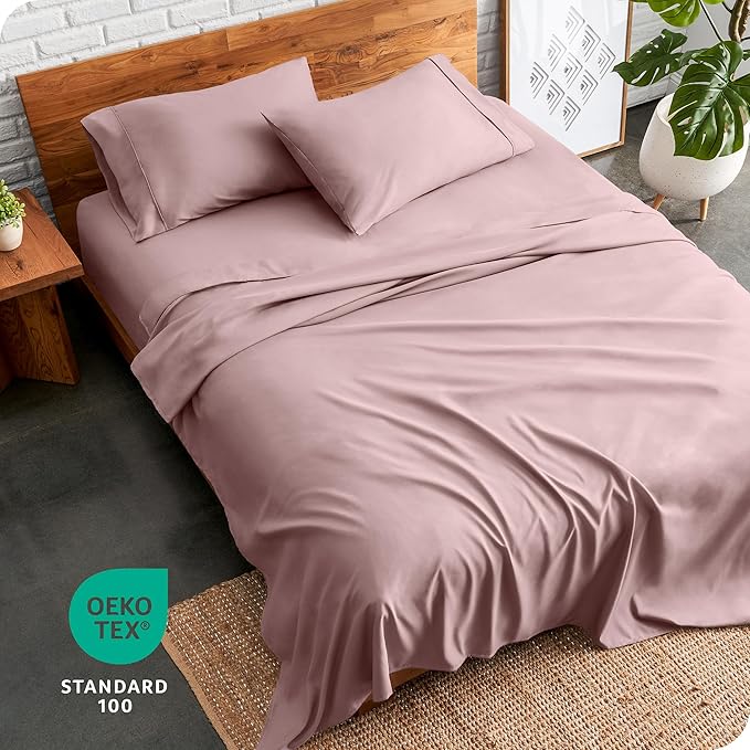 Bare Home Full XL Sheet Set - Luxury 1800 Ultra-Soft Microfiber Full Extra Long Bed Sheets - Double Brushed - Deep Pockets - Easy Fit - 4 Piece Set - Bedding Sheets & Pillowcases (Full XL, Mauve)