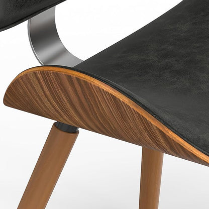 SIMPLIHOME Marana Dining Chair in Distressed Slate Grey Vegan Leather, 20.7 x 21.3 x 29.3 inches, Bentwood Backrest with Contoured Seat for Dining Room or Kitchen