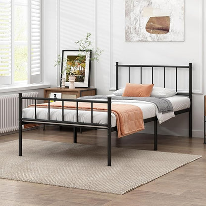 Twin Bed Frame-Classic Metal Platform Bed Frame,Mattress Foundation with Steel Slat Support,Under Foundation Storage,No Box Spring Needed, Easy Assembly, Twin Size