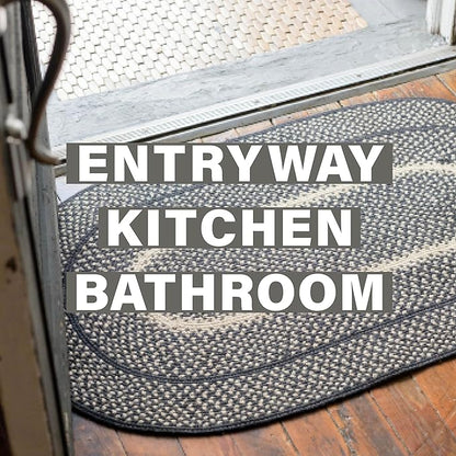 Manchester Black Oval Braided Rug, Jute, 27x45 - Perfect Country Primitive Decor for Entryway, Kitchen, Everywhere