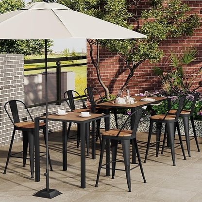 Outdoor Metal Bar Stools Set of 4,26 inch Barstools Counter Height Bar Stool with High Back Farmhouse Kitchen Dining Chairs Bar Funiture for Outside