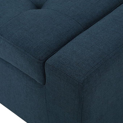 Ball & Cast 50.8" Upholstered Storage Ottoman with Tufted Waffle Stitch,End Bench w/Uses Pressure Hinges and Wood Legs,Entryway Fabric Footrest Stool for Living Room & Bedroom,Light Grey