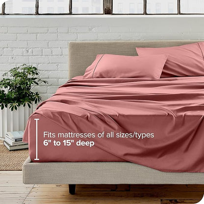 Bare Home Full Sheet Set - Luxury 1800 Ultra-Soft Microfiber Full Bed Sheets - Double Brushed - Deep Pockets - Easy Fit - 4 Piece Set - Bedding Sheets & Pillowcases (Full, Dusty Rose)