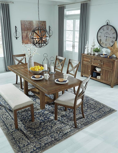 Signature Design by Ashley Moriville Farmhouse 36” x 30” Dining Extension Table, Seats up to 8, Brown