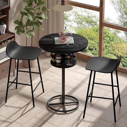 VECELO 36” High Top Bar Table, Sturdy Frame with Metal Base for Cocktail, Pub, Easy Assembly, Black