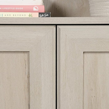 Sauder Miscellaneous Storage Bookcase with Doors, Adjustable Shelves, 5 Shelf Bookcase - Chalked Chestnut Finish