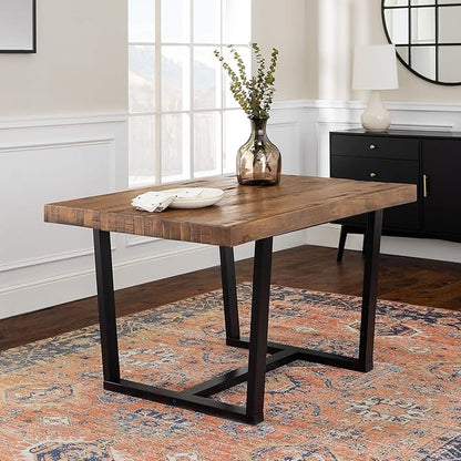 Walker Edison Durango Distressed Solid Wood Dining Table, 52 Inch, Rustic Oak