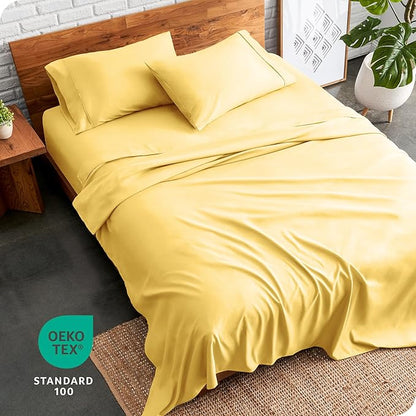 Bare Home Twin XL Sheet Set - College Dorm Size - Luxury 1800 Ultra-Soft Microfiber Twin Extra Long Bed Sheets - Deep Pockets - Easy Fit - Extra Soft - 3 Piece Set - Bed Sheets (Twin XL, Lemon Drop)