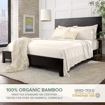 Short Queen Sheets by Pure Bamboo for RV Camper (60"x75") - Genuine 100% Organic Viscose Derived from Bamboo Bed Sheet Set, Soft & Cooling, Lifetime Quality Promise (Short Queen, Ivory)