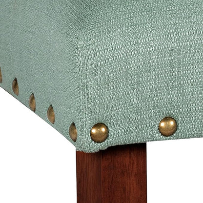 HomePop Home Decor | Classic Upholstered Parsons Dining Chairs | Set of 2 Accent Dining Chairs with Nailhead Trim, Sea Foam