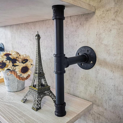Pipe Shelves, Wall Mounted Wood Metal Industrial Shelves, Ladder Bookshelf for Living Room (White, 10" D x 30" W x 82.5" H)