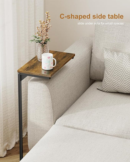TUTOTAK C Shaped End Table, Tv Tray, Small Side Table, Set of 2, 28.7 inch Tall Couch Table, Tray Table, Sofa Table, Living Room, Bed Room, Brown TB01BB0712