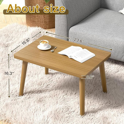 Small Coffee Table for Small Space, Low Table, Floor Table Desk for Sitting on The Floor, Japanese Coffee Table for Living Room, Tatami Tea Tables with Solid Wood Legs, Home Office, Farmhouse, Brown