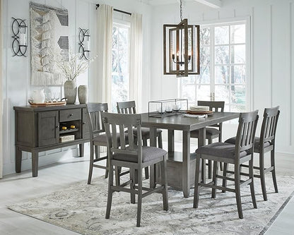 Signature Design by Ashley Hallanden Modern Farmhouse 25.75" Counter Height Upholstered Barstool, Set of 2, Dark Gray