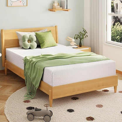8 Inch Twin Mattress, Memory Foam Mattress with Cooling Green Tea Gel, Relieve Pressure with Medium Firm Support, CertiPUR-US Certified, 75''L x 38''W, White