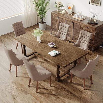 COLAMY Wingback Upholstered Dining Chairs Set of 6, Fabric Side Dining Room Chairs with Tufted Button, Living Room Chairs for Home Kitchen, Taupe