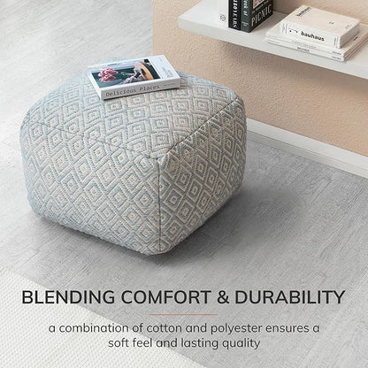 Anji Mountain 22"x22"x16" Handmade & Handcrafted Ottoman Pouf Comfortable Pouf Ottoman Foot Rest & Home Décor Accent for Living Room, Bedroom, Nursery, Kids Room, Patio